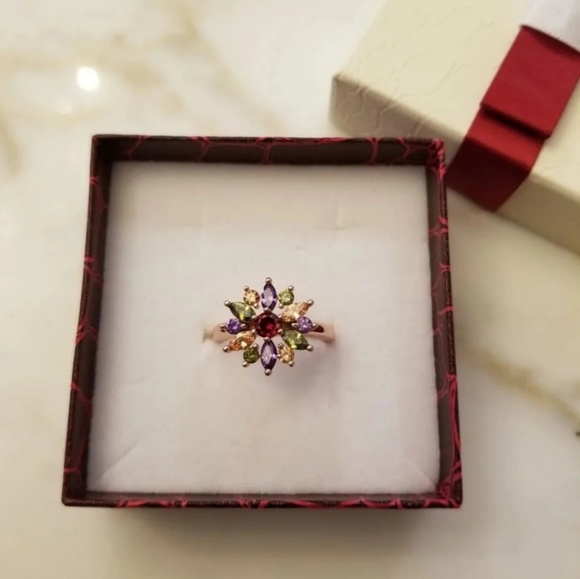 Rose Gold Rainbow Flower Ring - Picture 2 of 5